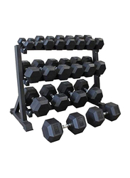 Miracle Fitness Multifunctional Smith Machine/Adjustable Bench/Hex Dumbbell Set/Weight Plate Set, Multicolour