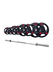 Miracle Fitness Weight Plate Set with 72-inch Olympic Bar Body Pump, 175KG, Black/Red