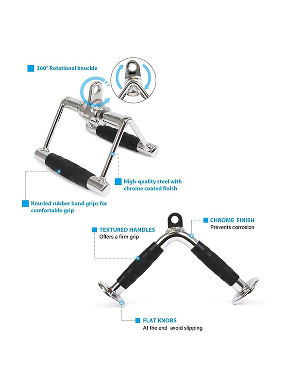 LAT Pulldown Bar Cable Machine Attachment Weight Machine Accessories, Silver/Black