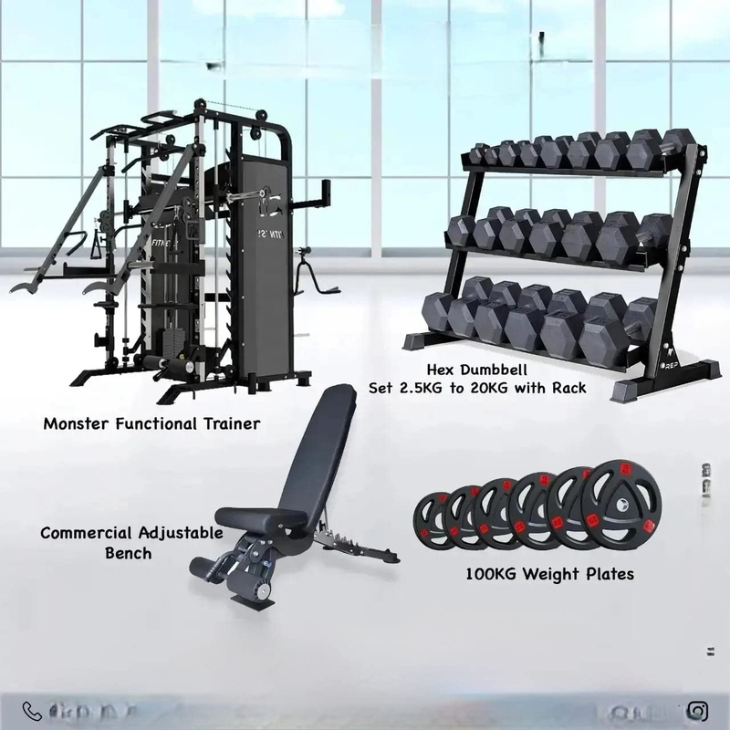 Miracle Fitness All-in-One Gym Equipment Set, Black