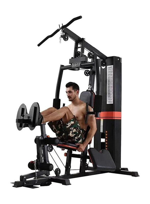 

Miracle Fitness Multifunctional Home Gym with 72kgs Weight Stacks Leg Press, MF-1902, Black/Red
