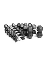 Miracle Fitness Hex Dumbbell with Rack Set, 2.5 to 25KG, Black