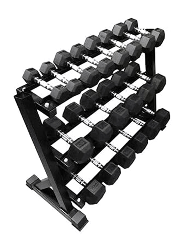 Miracle Fitness 3 Tier Dumbbell Rack, 990 x 530 x 930mm, Black