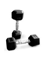 Miracle Fitness  Rubber Hex Dumbbells Set, 2 x 10KG, Silver/Black