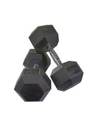 Miracle Fitness Rubber Hex Dumbbells Set, 2 x 22.5KG, Silver/Black