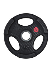 Pro Solid Rubber Gym Weight Plate, 5KG, Black