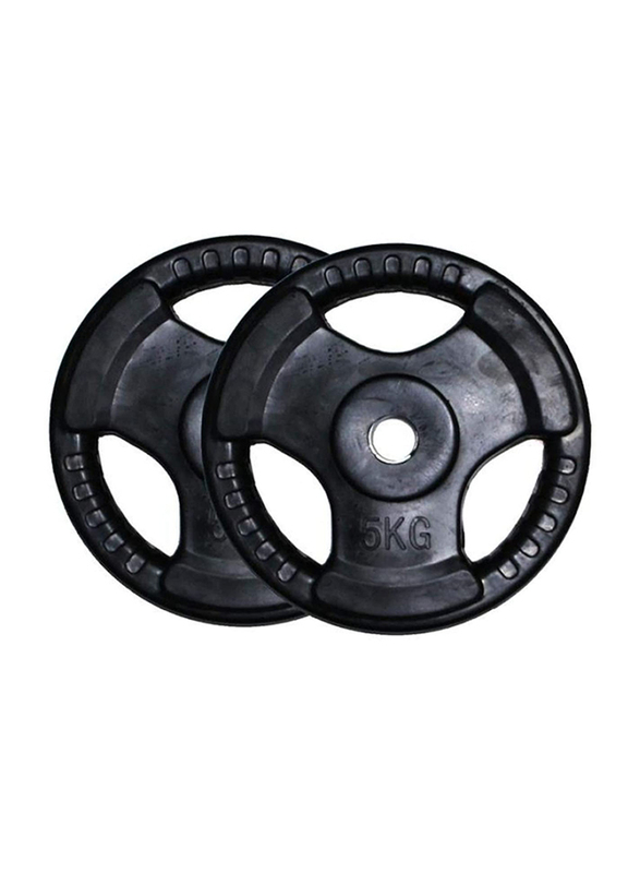 Miracle Fitness  Rubber Coated Weight Plate, 5KG, Black