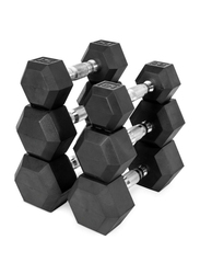 Miracle Fitness Rubber Hex Dumbbells Set, 2 x 32.5KG, Black