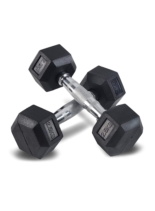 Miracle Fitness Hex Dumbbells Set, 2 x 2.5KG, Black