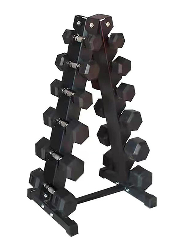 

Miracle Fitness Hex Dumbbell Set with Dumbbell Rack, 2.5KG - 15KG, Black