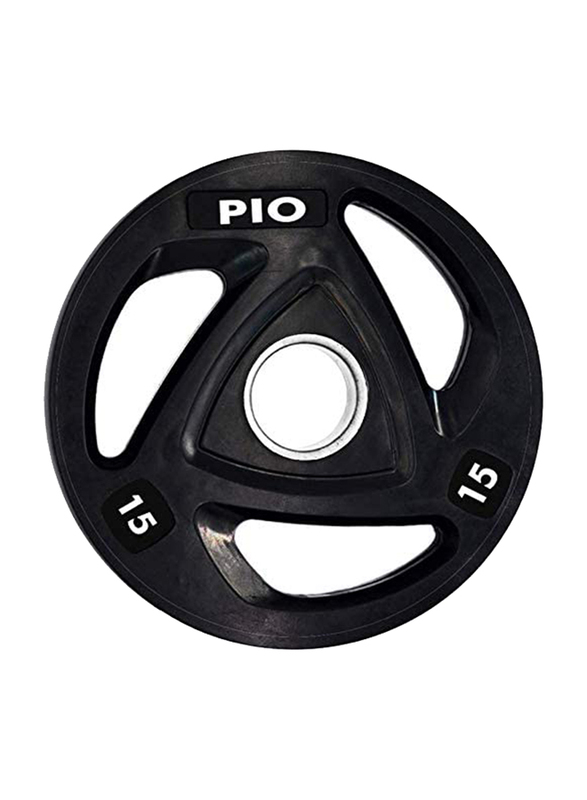 Prosports Tri-Grip Olympic Rubber Weight Plate, 15KG, Black