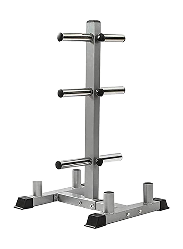 Olympic Tree Weight Plate Rack with 6 Barbell Holders, Up To 400 Lb, Grey