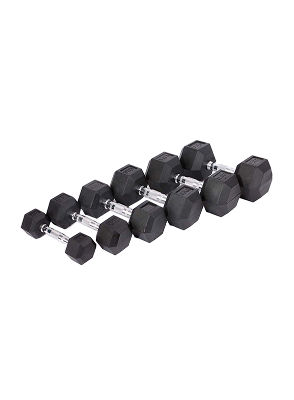 Chlggzw Hex Rubber Dumbbell Set, 2 x 2.5KG, Black