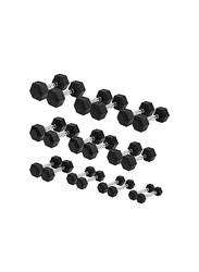 Hex Dumbbell Set with Dumbbell Rack, 2.5 to 20KG, Black