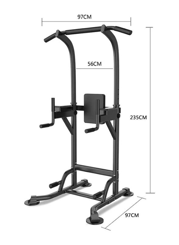 Miracle Fitness  Dip Station for Power Tower Training with Pull-up Bar Multifunction Home Gym, Black
