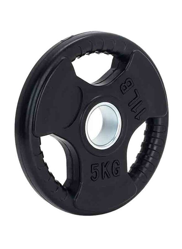 Anbo Rubber Barbell Olympic Grip Plate, 5KG, Black