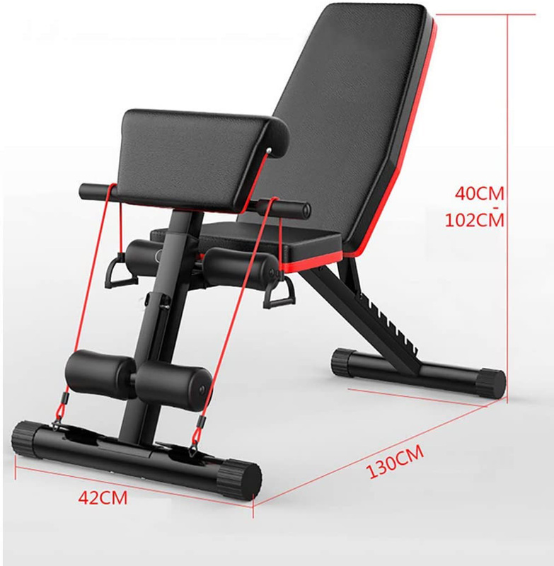 KDJJH Multifunction Gym Foldable & Adjustable Bench for Workout, Black