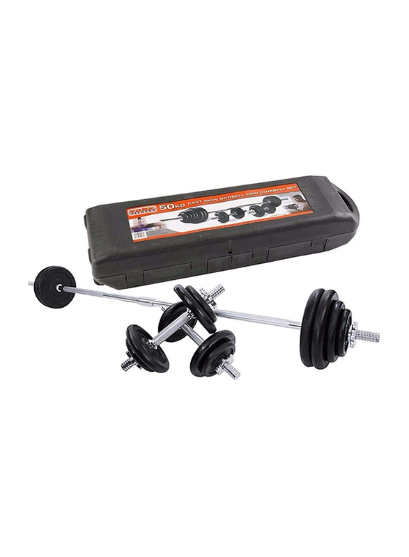 Miracle Fitness  Adjustable Electroplated Cast Iron Dumbbell Set, 50KG, Black
