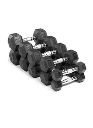 Hex Dumbbell Set with Dumbbell Rack, 2.5 to 20KG, Black