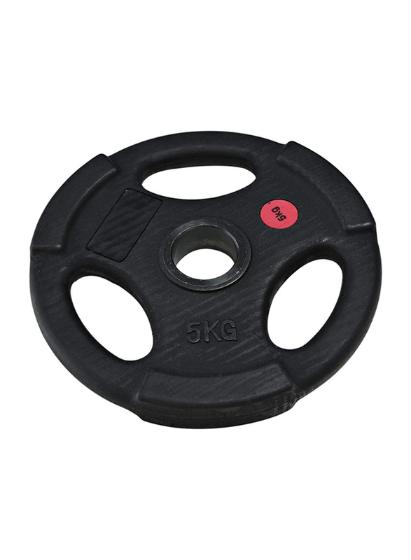 Pro Solid Rubber Gym Weight Plate, 5KG, Black