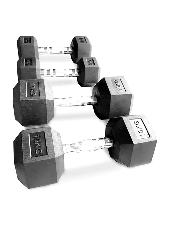 Prosportsae Rubber Hex Dumbbells Set, 2 x 2.5KG, Black