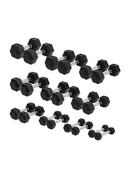 Miracle Fitness Hex Dumbbell Set, 2.5 to 20KG, Black