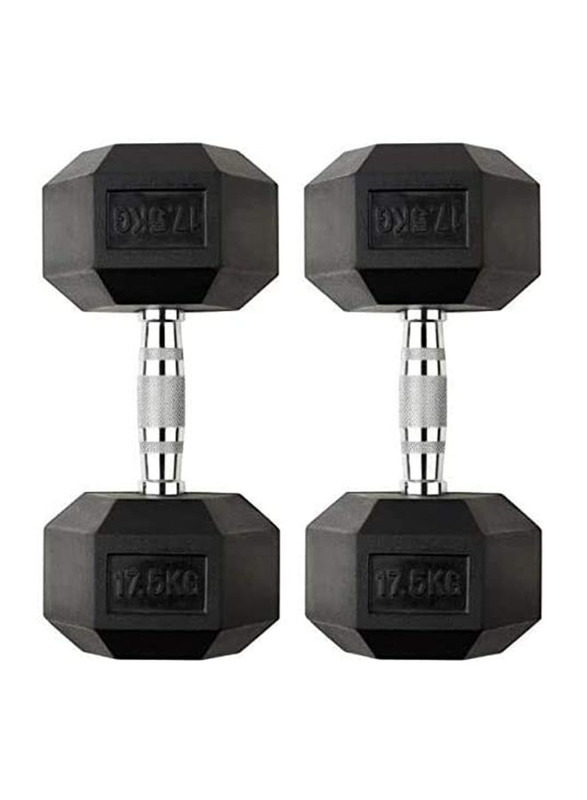 Miracle Fitness Hex Dumbbell Set with Rack, 2.5 to 25KG, Black