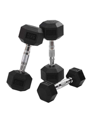 Chlggzw Hex Rubber Dumbbell Set, 2 x 2.5KG, Black