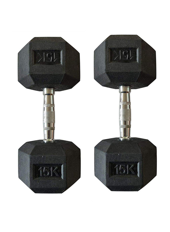 

Generic Miracle Fitness n Hex Dumbbells Set, 2 x 15KG, Black