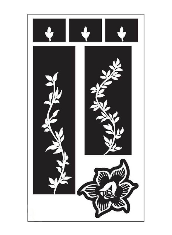 

Henna Nafees Flora Stencil Sticker, Two sides, Black