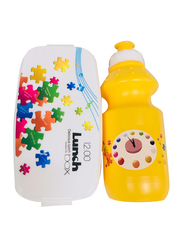 Plastic Lunch Box with Water Bottle Set, Yellow