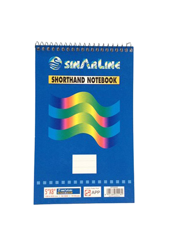 Sinarline Spiral Shorthand Notebook Pad, 70 Sheets, 5 x 8 inch, 12 Pieces, Blue
