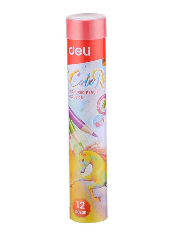 Deli ColoRun 12 Colours in a Plastic Tube Colour Pencil, Multicolour