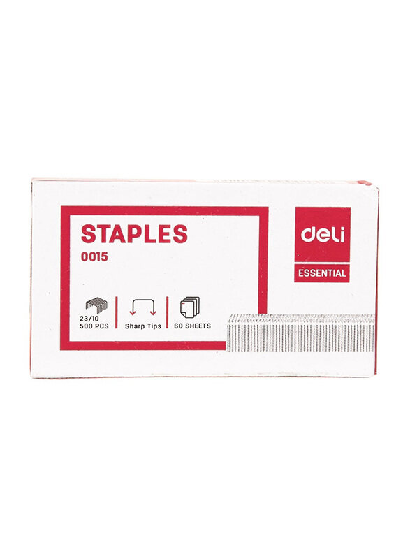 Deli E0015 Staple Pin, 23/10, 500 Pieces, Silver