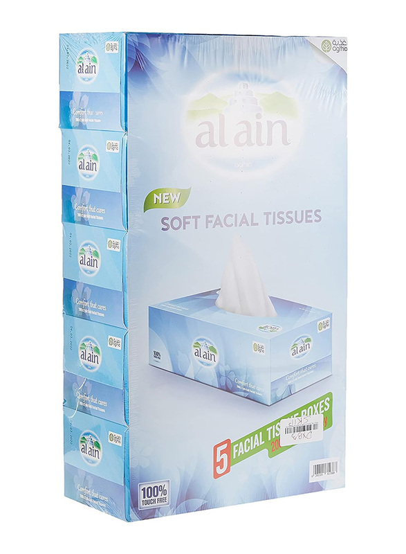 Al Ain Facial Tissue, 5 Boxes x 2 Ply x 200 Sheets
