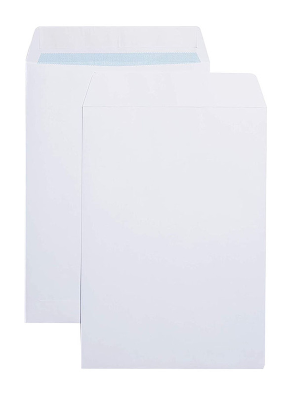 Hispapel A4 Peel & Seal Envelopes, 100GSM, 324 x 229mm, 50 Pieces, White