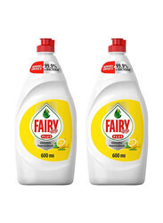 Fairy Liquid Plus Lemon Dishwashing Liquids, 2 x 600ml