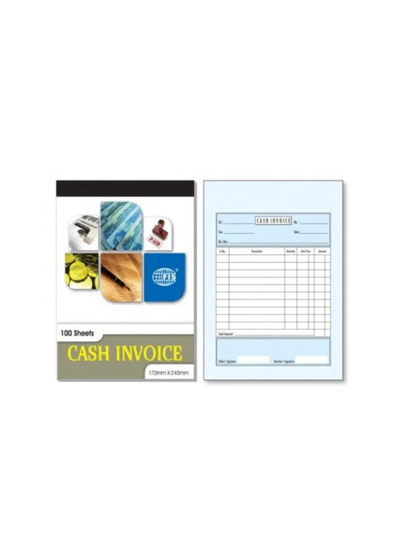 FIS NCR Carbonless Paper English Cash Invoice Book, 50 Sheets, Multicolour