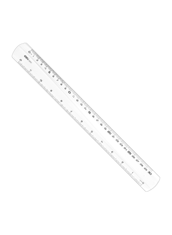 Deli 30cm Plastic Ruler, Clear