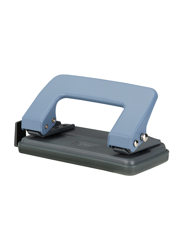 Deli Two Hole Punch with Ruler, 10 Sheets, Blue/Black