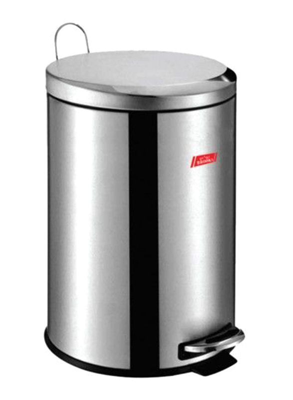 Brooks Stainless Steel Pedal Bin, 5 Liters, Silver