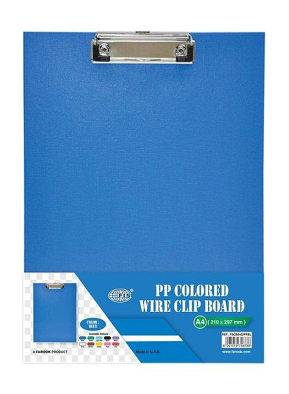 FIS Single Clipboard with Wire Clip, Blue