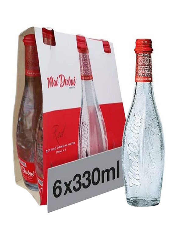 Mai Dubai Glass Bottled Drinking Water, 6 Bottles x 330ml