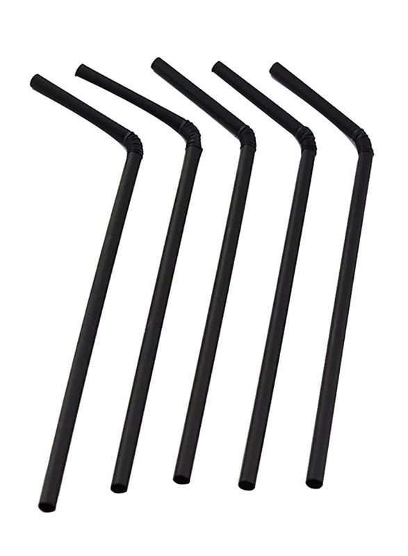 Hotpack 250-Piece 6mm Flexible Single Wrap Disposable Drinking Straw Set, Black