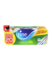 Fine Comfort Xl Toilet Paper Rolls, 2 Ply x 20 Rolls x 250 Sheets