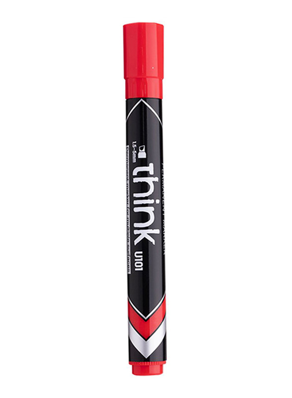 Deli 12-Piece Think Permanent Marker Pen Set, Red