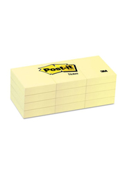 3M Post It Sticky Notes, 100 Sheets x 12, Yellow