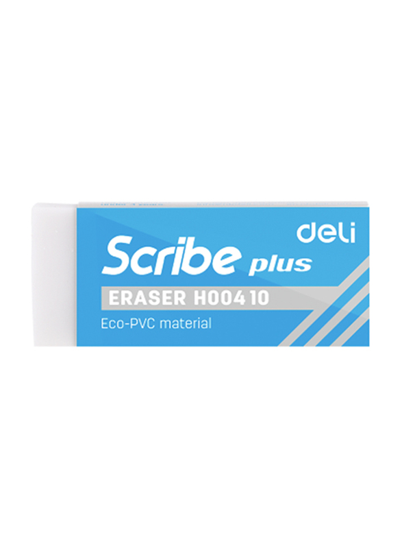 Deli Scribe Plus Eco-PVC White Eraser, White