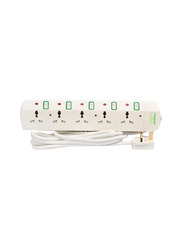 Terminator 5 Sockets Universal Power UK Plug Extension Socket, 3-Meter Cable with 13A Plug and Esma Approved, Off White