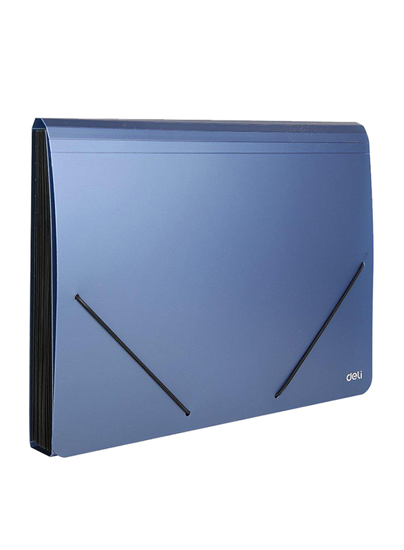 Deli 13 Pockets Expanding File Standard Series, A4 Size, Blue